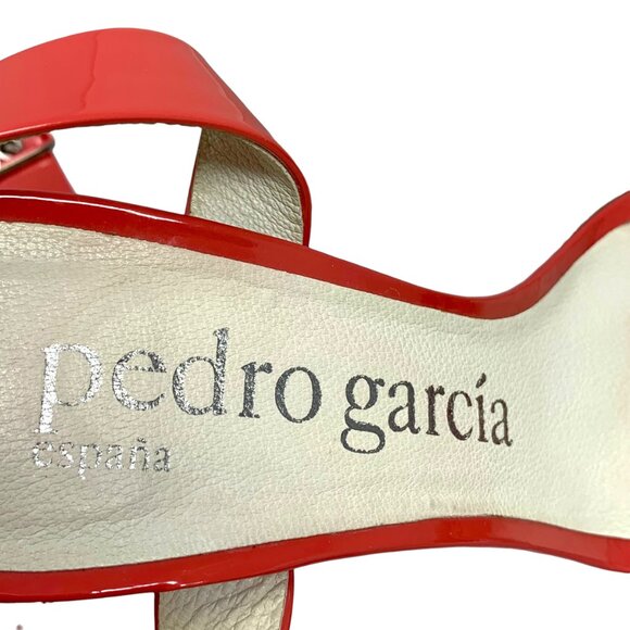 Pedro‎ Garcia  Cecily Patent Leather Ankle Wrap Heeled Sandals - Picture 3 of 11